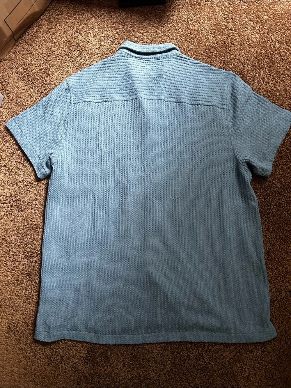 J. Crew Light Blue Short Sleeve Button-Down Shirt with small defect